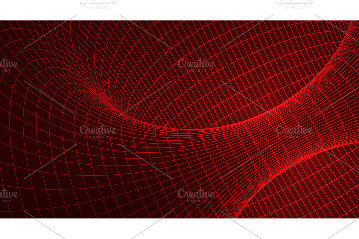 Red wireframe mesh tunnel., a Technology Illustration by Liudmyla Matviiets