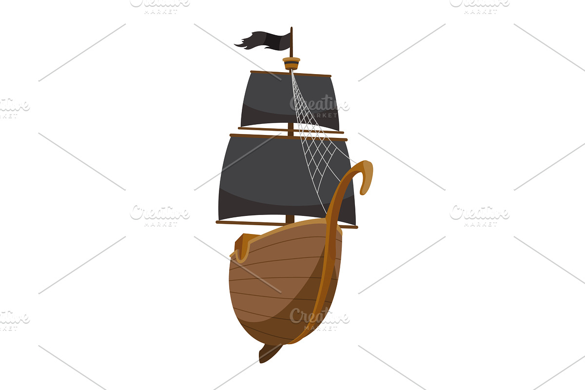Stylized cartoon pirate ship, a Transportation Illustration by the8monkey