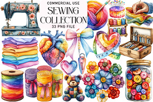 Sewing Watercolor Collection Sublima, an Illustration by Daily.Designs