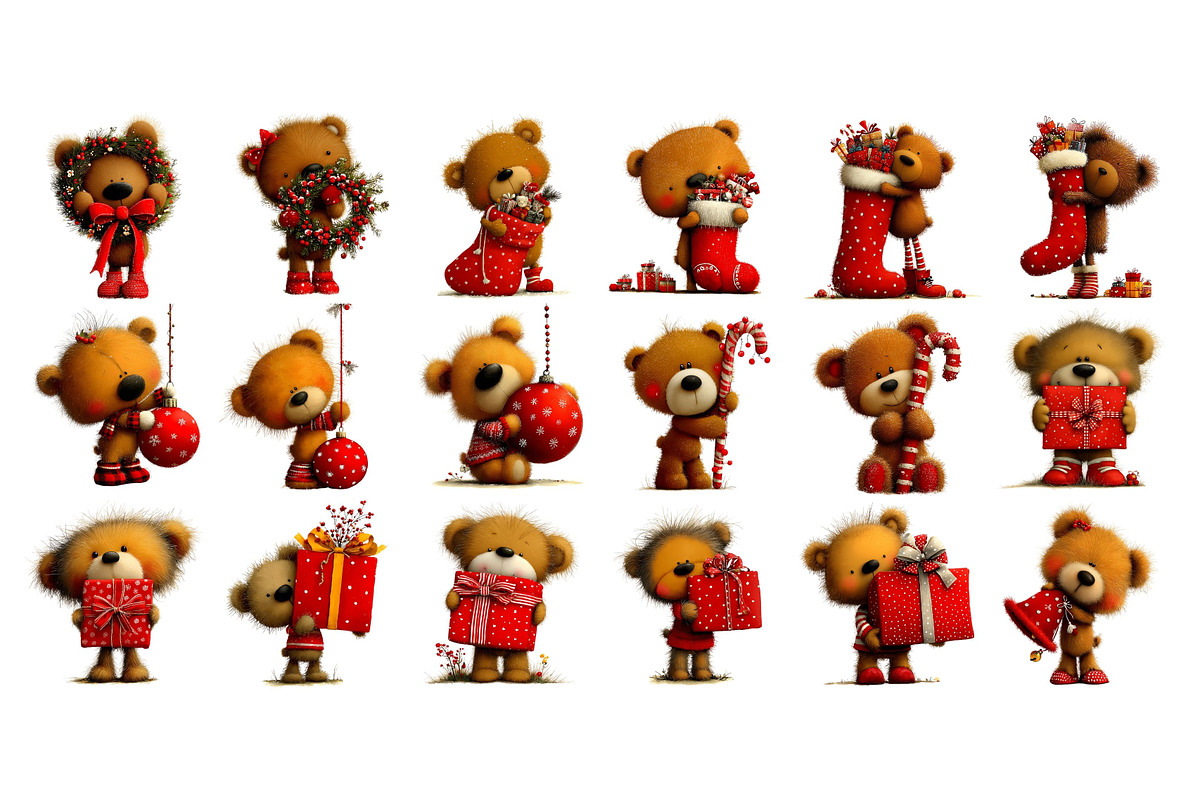Whimsical Christmas Teddy Bear PNG, a Seasonal Illustration by Nicolle's Colorful Art (Photo 4 of 4)