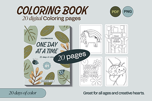 One Day at a Time – Coloring Book, a Brochure Template by Carlo ilustra store