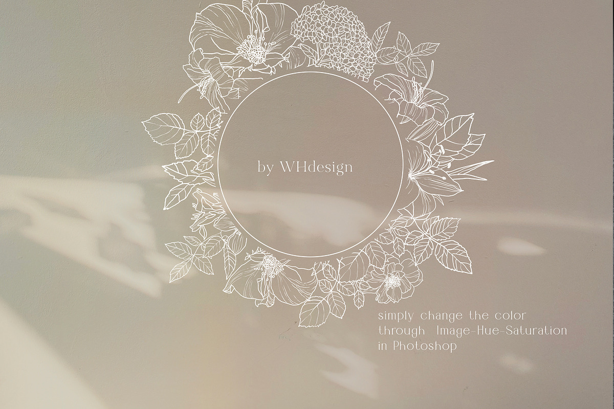 Line Floral Clipart Vector Flowers, an Illustration by whiteheartdesign (Photo 9 of 12)