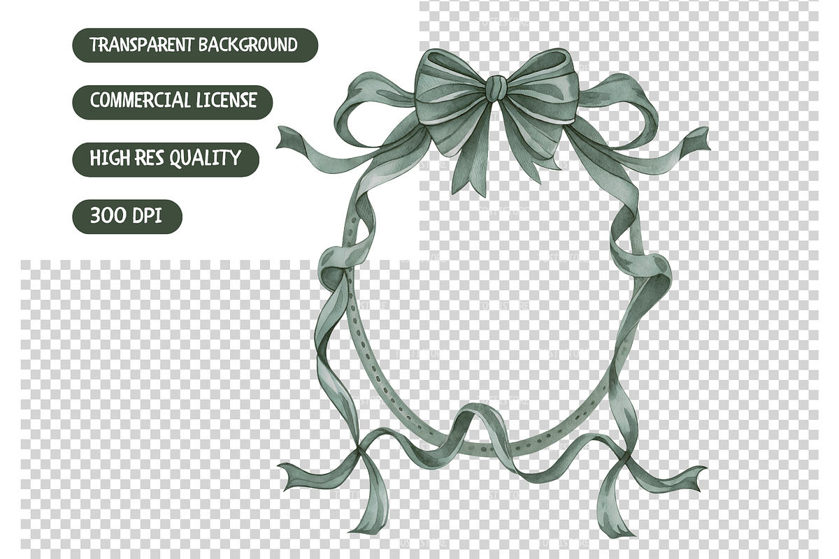 Green Bow Frames Clipart, an Illustration by TatiMockup (Photo 4 of 4)
