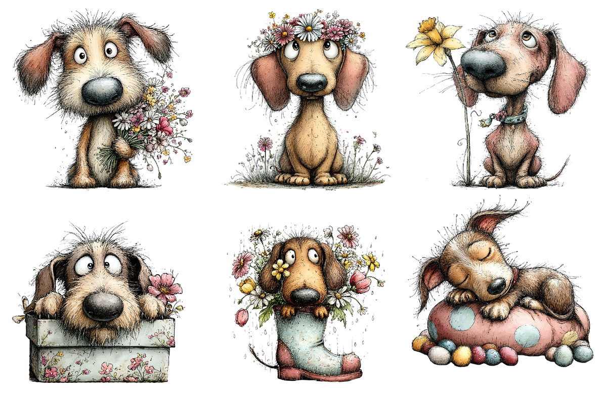 Whimsical Spring Dachshund Clipart, an Illustration by Dream Creation (Photo 6 of 6)