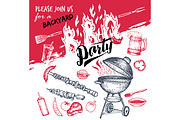 BBQ Hand-drawn Elements Set, an Object Graphic by Paul Lesser (Thumbnail 2 of 2)