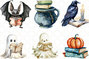 Cute Halloween Reading Clipart, an Illustration by Black Bird Studio (Thumbnail 2 of 6)