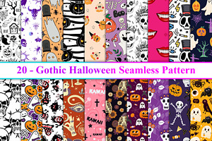 Gothic Halloween Seamless Pattern, a Pattern Graphic by Digital Studio