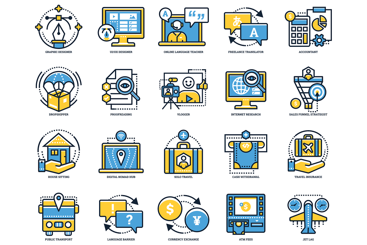 85 Digital Nomad Icons, an Outline Icon by Flat Icons (Photo 5 of 9)