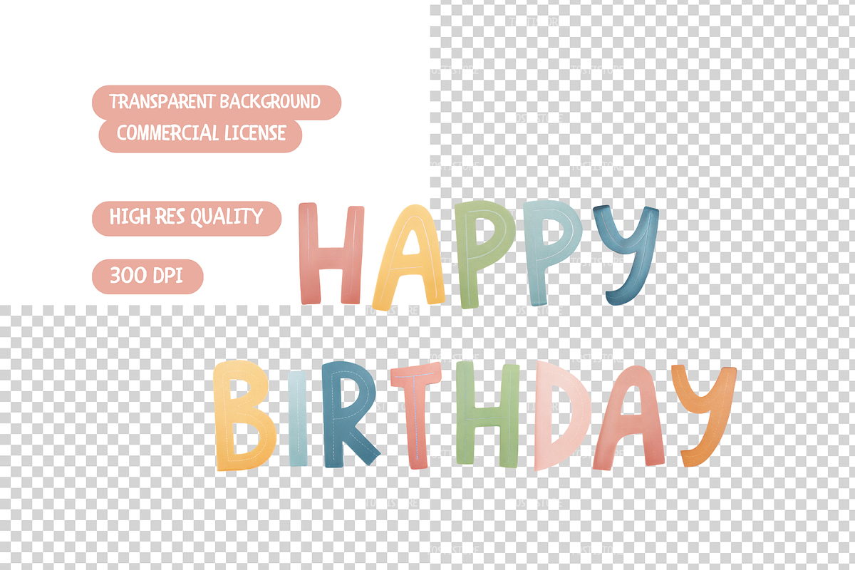 Pastel Birthday Clipart, an Object Illustration by TatiMockup (Photo 4 of 4)