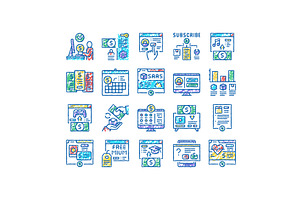 Subscription Content set Icons hand, an Object Illustration by pikepicture