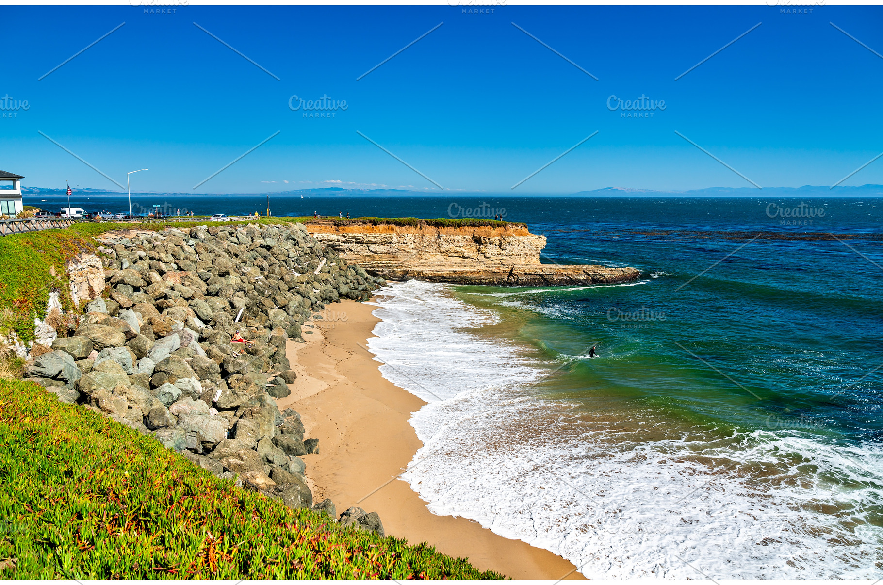 Coastal Cliffs and Blue Ocean Waves, a Nature Photo by Leonid Andronov