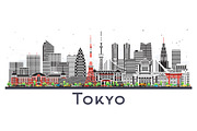 Tokyo Japan city skyline with color, an Illustration by Booblgum (Thumbnail 3 of 3)
