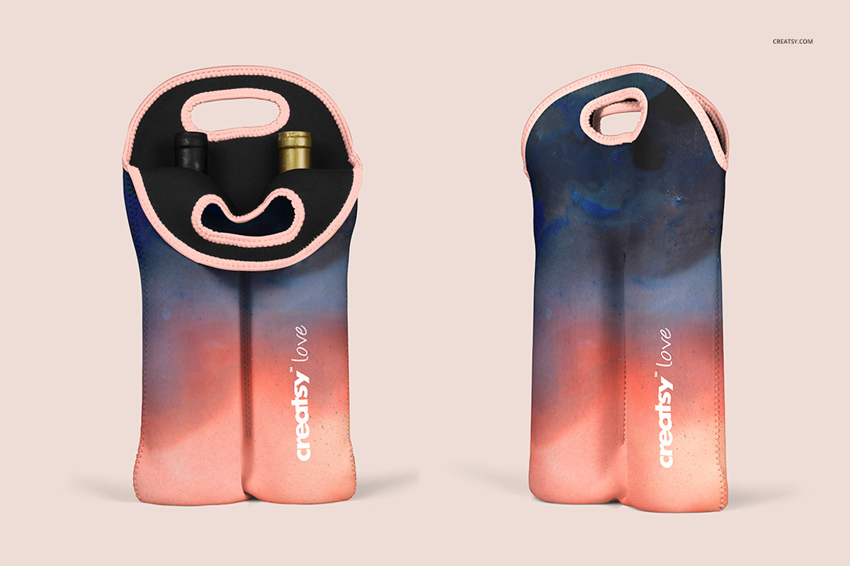 Neoprene Wine Bag Double Mockup Set, a Product Mockup by creatsy4 (Photo 2 of 10)