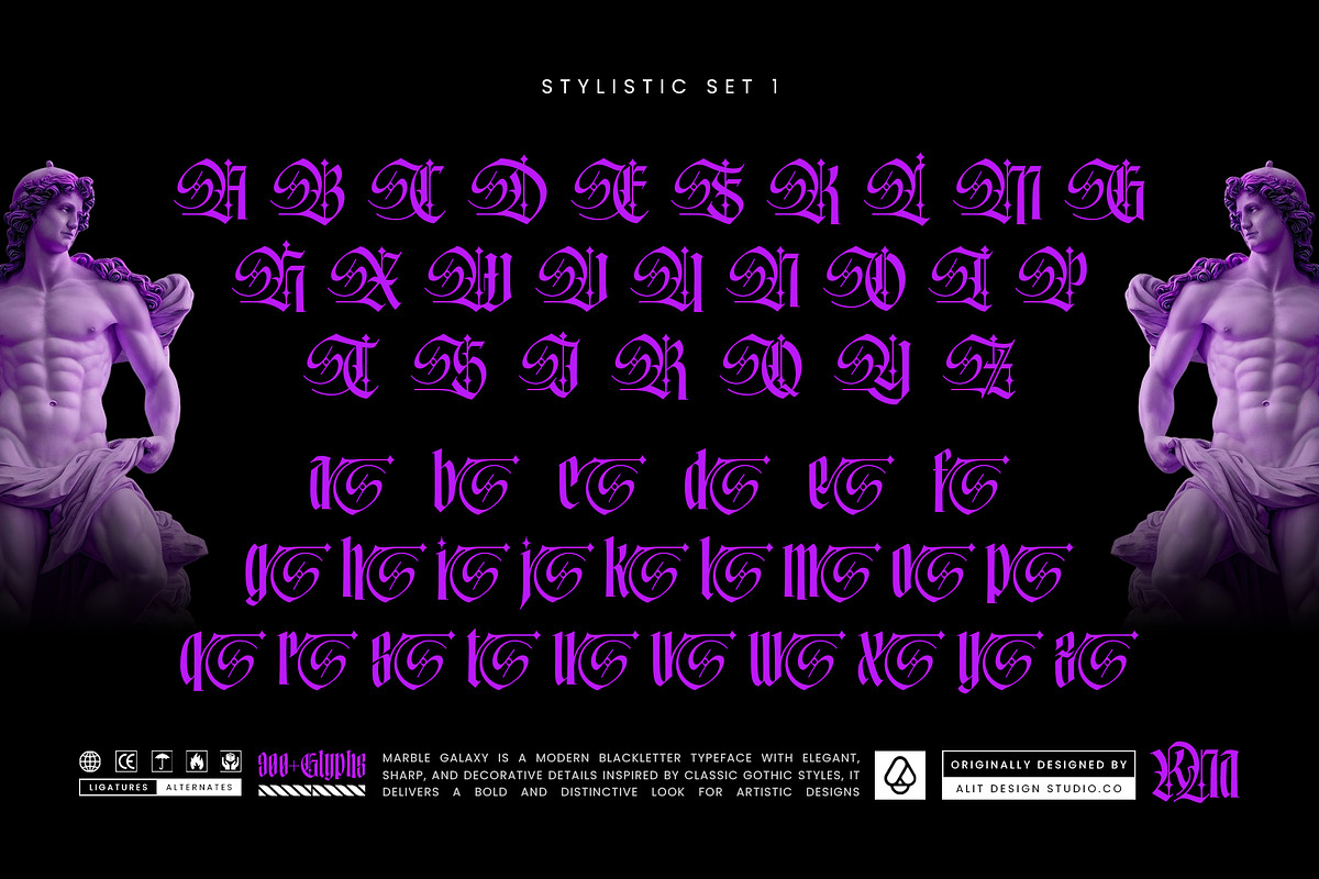 Marble Galaxy Typeface, a Blackletter Font by alit design (Photo 18 of 20)