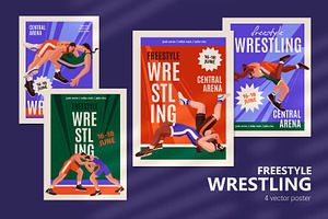 Freestyle wrestling fight posters, a Sport Illustration by PaperTrident