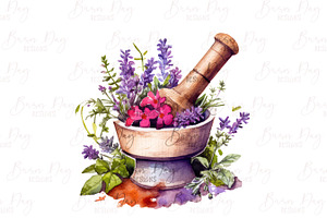 Watercolor Mortar And Pestle Clipart