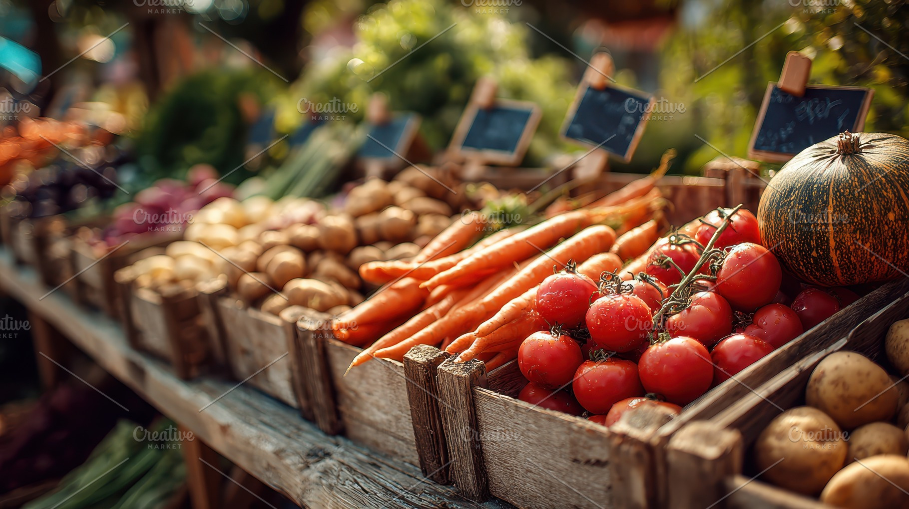 Farmers market fresh produce carrots, a Photo by Pixeness Studio