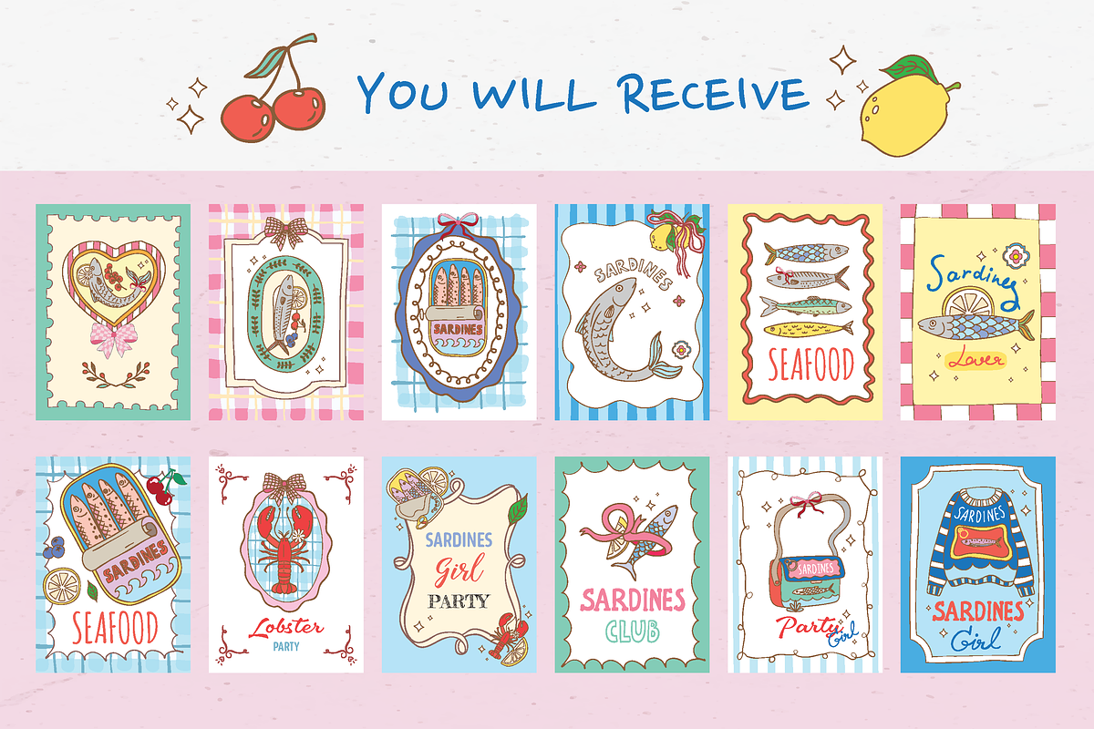 Sardine Italian aesthetic Clipart, a Food Illustration by Piixypeach (Photo 4 of 9)