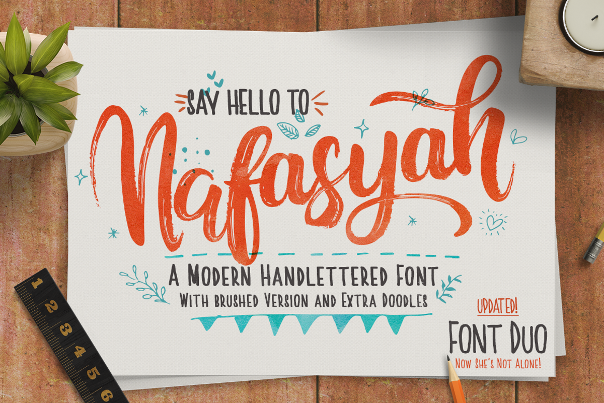 Nafasyah - Brushed Font Duo, a Script Font by endita (Photo 1 of 12)