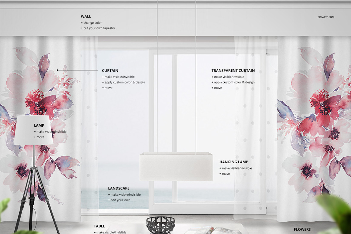Long Curtain Mockup Set, a Product Mockup by Creatsy (Photo 2 of 7)