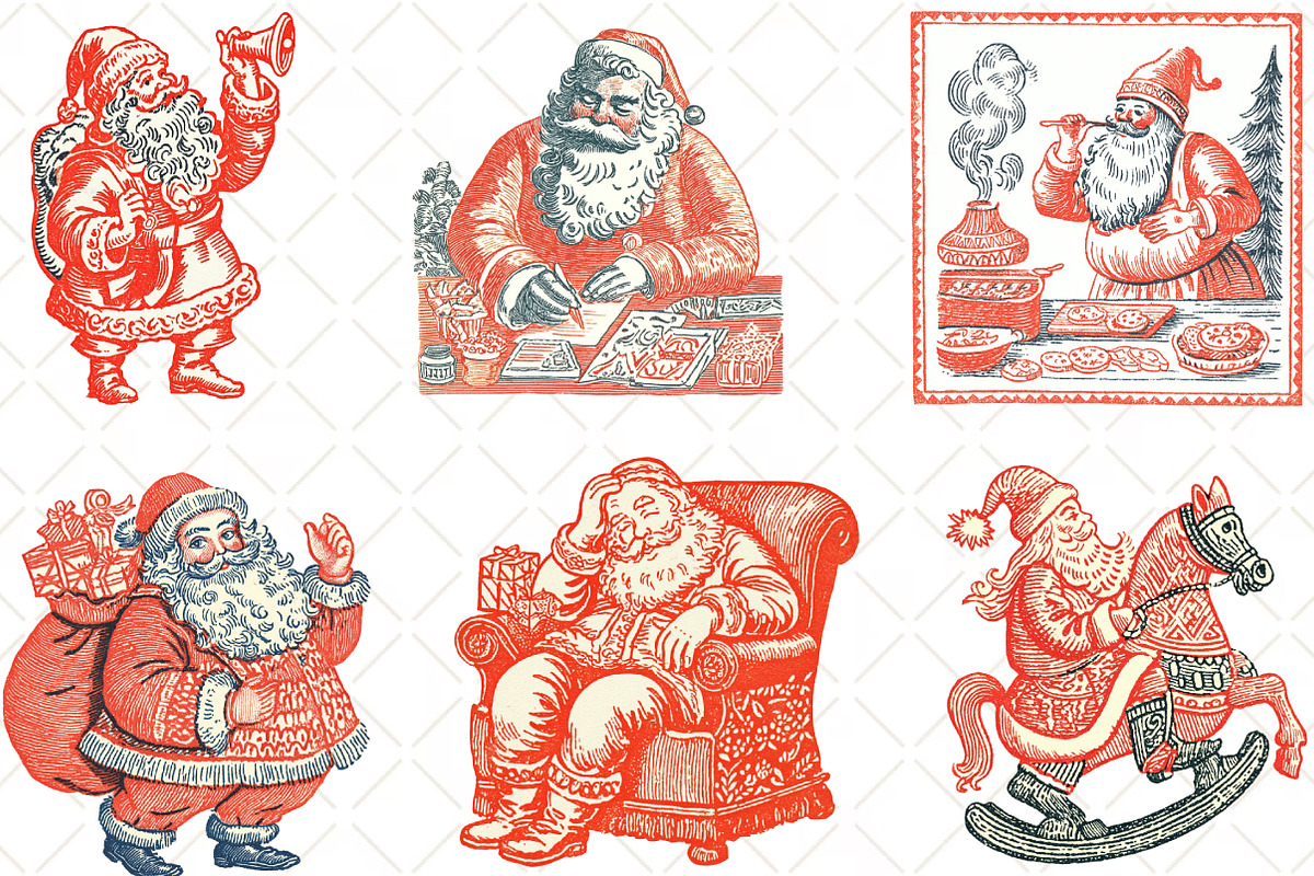 Hand Drawn Santa Christmas Clipart, an Illustration by Black Bird Studio (Photo 5 of 6)