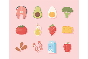 set healthy food, a Food Illustration by studiogstock