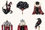 Watercolor Halloween Dark Circus, an Object Illustration by BusyDaydesign (Thumbnail 5 of 9)