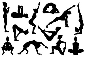 25 Yoga poses. Silhouettes. Part 3