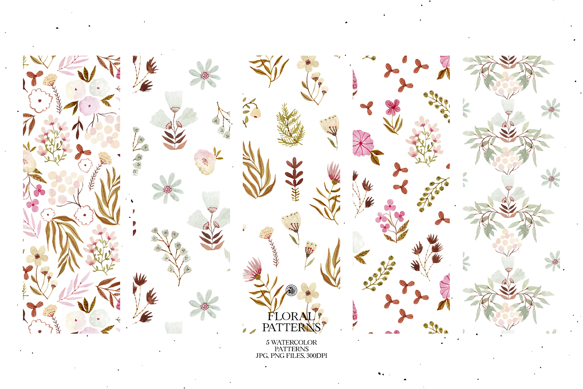 Floral Watercolor Patterns Set, a Pattern Graphic by Webvilla Studio (Photo 9 of 9)