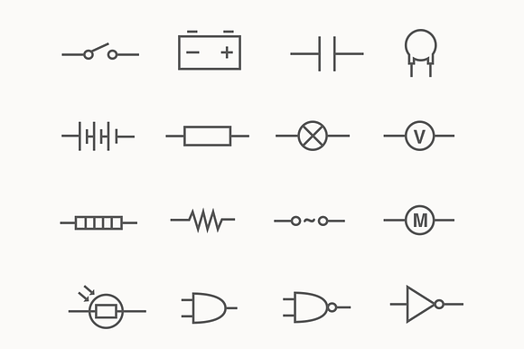 24 Electric Circuit Icons