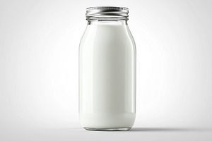 Glass bottle of milk mockup on white, a Food & Drink Photo by MistyDay