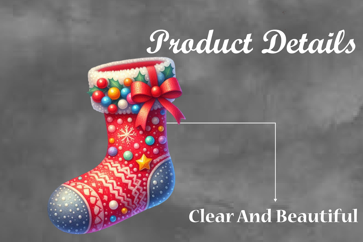 Christmas Stocking Sublimation Clipa, a Seasonal Illustration by Craft Nest (Photo 3 of 5)
