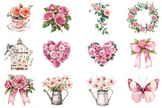 Pink Garden Watercolor Clipart, an Illustration by CitraGraphics (Thumbnail 4 of 5)