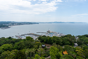 View of Enoshima Island port and Sagami Bay in Japan, an Architecture Photo by GoodGoods