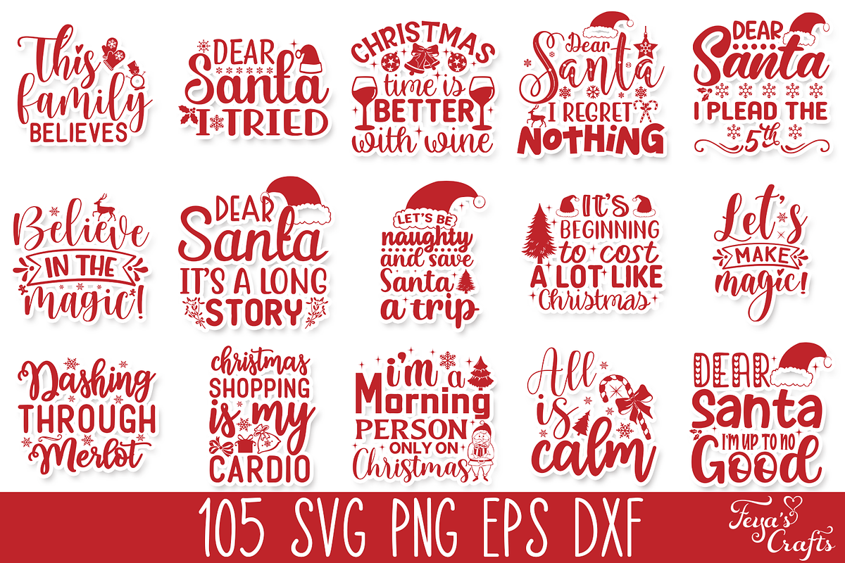 Huge Christmas Quotes Bundle, an Illustration by Anastasia Feya (Photo 2 of 10)
