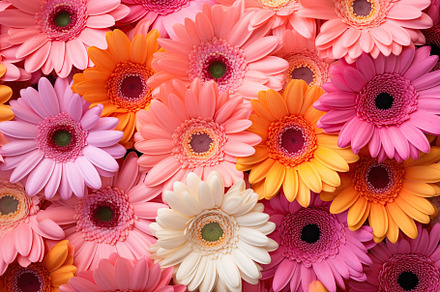 Colorful gerbera flowers background, a Nature Photo by AlyaAnd