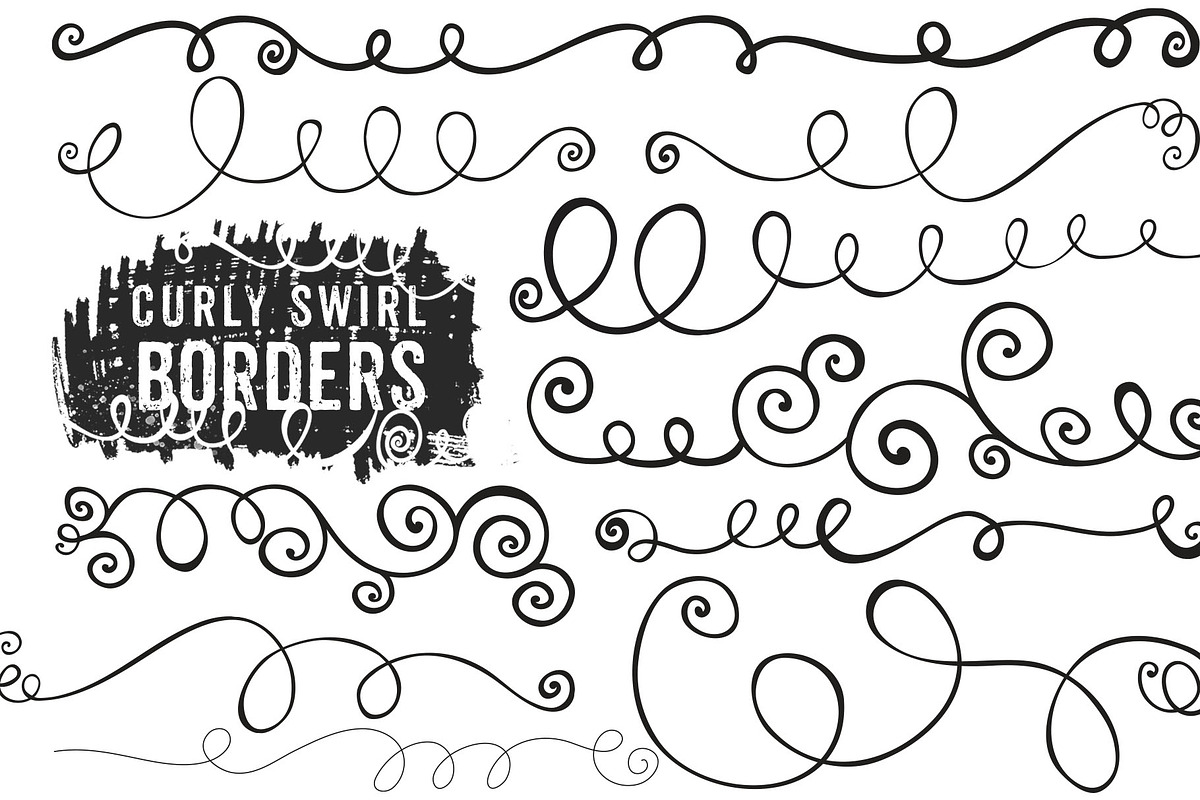 Swirl Borders, EPS, PNG + PS Brush preview 3