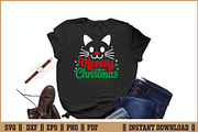 Meowy Christmas Funny Cat Lover SVG, a Seasonal Illustration by Handy Arts Studio (Thumbnail 2 of 3)