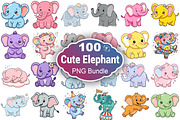 Cute Elephant Clipart, an Animal Illustration by Forhadx5 (Thumbnail 1 of 10)