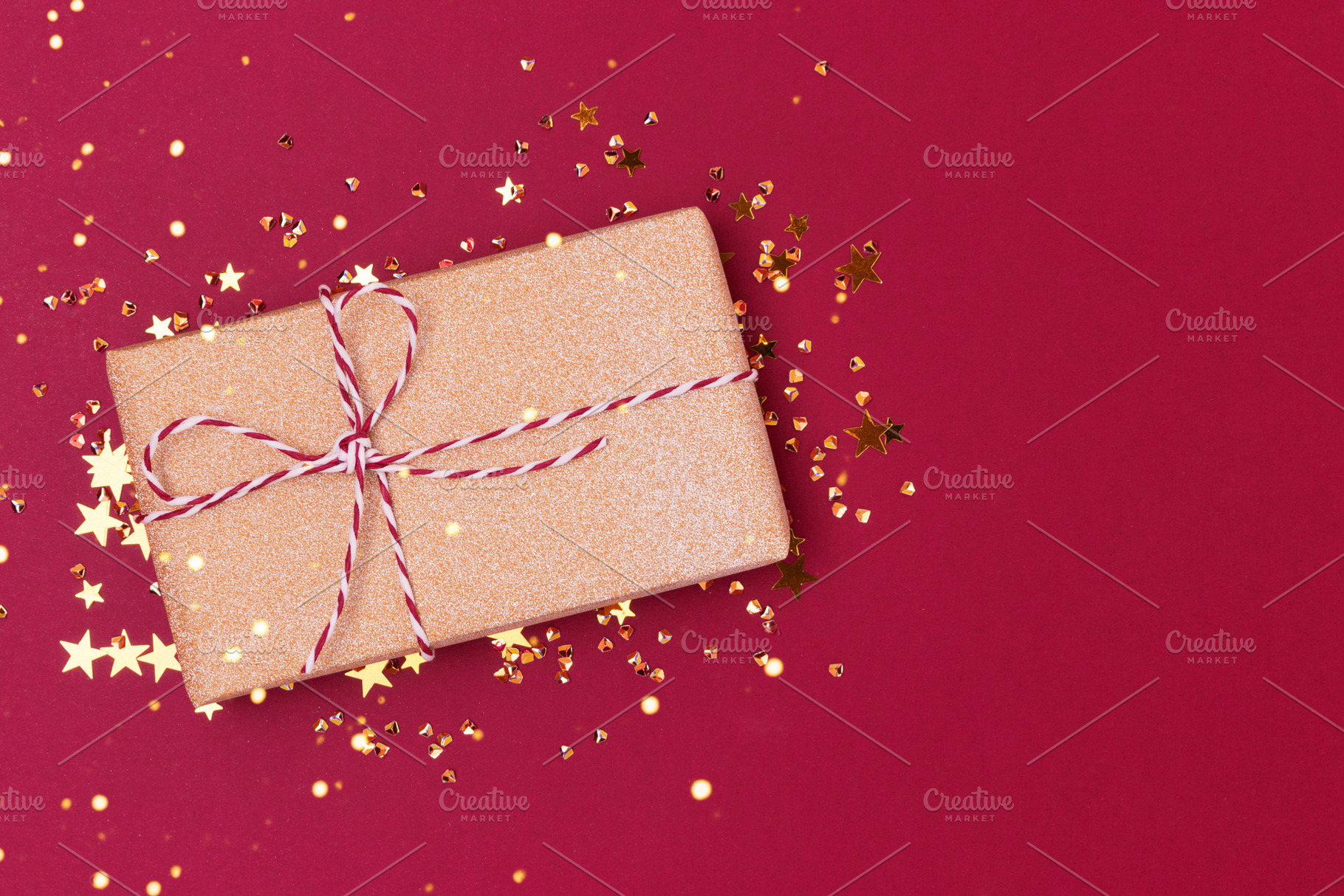 Shiny stars confetti and gift box., a Holiday Photo by rorygez fresh