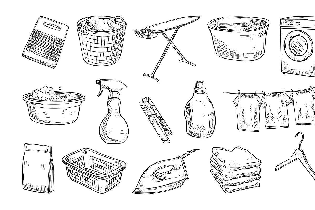 laundry handdrawn collection, an Object Graphic by nikagraphic