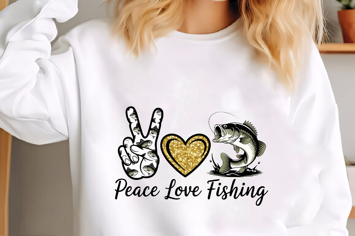 Peace Love Fishing Bass Fish, an Illustration by CrexoraLab (Photo 1 of 4)