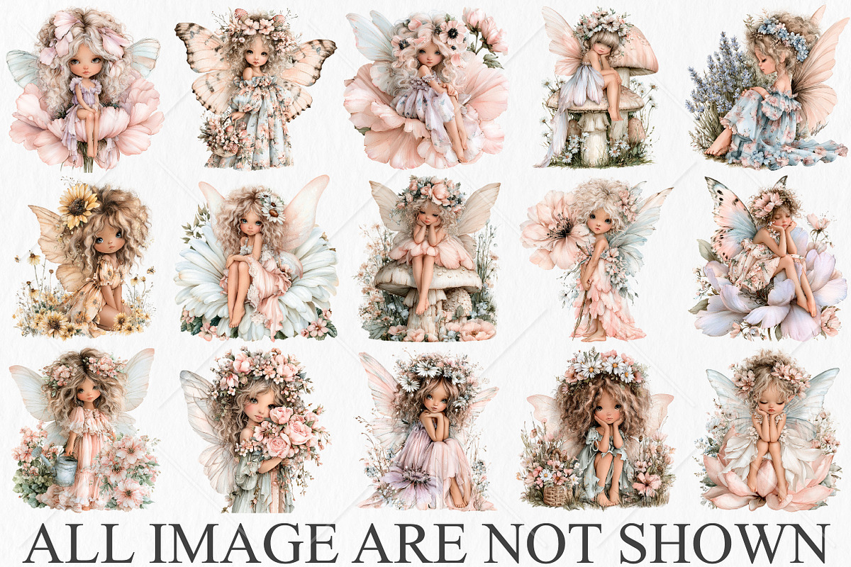 Cute Forest Fairy PNG Clipart Bundle, a Seasonal Illustration by Canvas Craft (Photo 3 of 10)