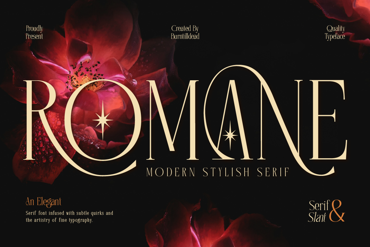 Romane - Elegant Serif, a Serif Font by Burntilldead (Photo 1 of 11)