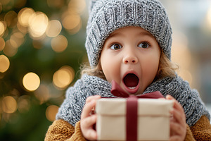 Surprised child in a warm winter, a Holiday Photo by MistyDay
