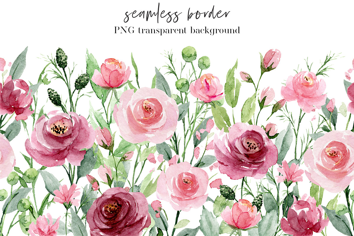 Watercolor flowers Pink & Marsala, an Illustration by Larisa Maslova (Photo 8 of 14)