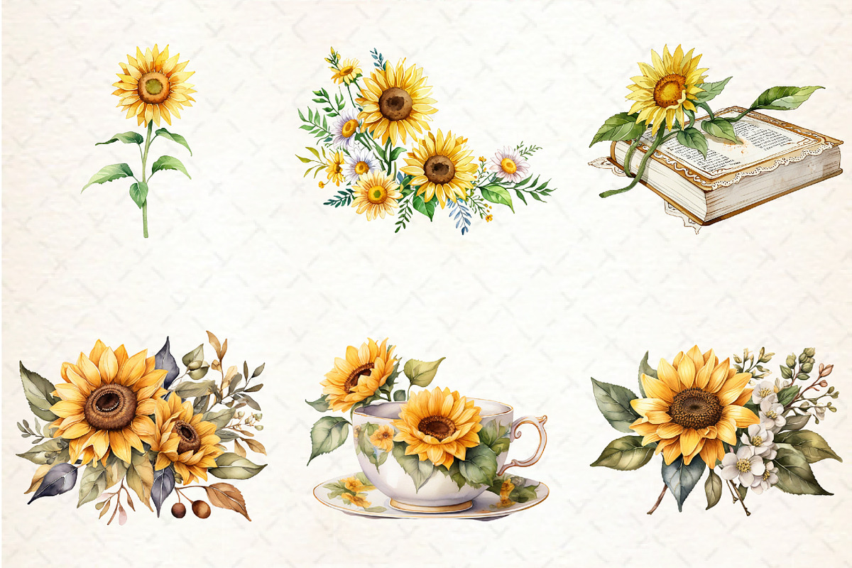 Sunflower Watercolor Clipart, an Illustration by Libby Wishes (Photo 5 of 5)