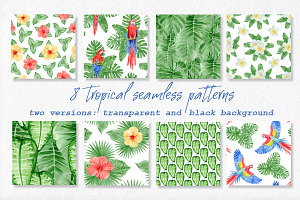 Watercolor tropical patterns