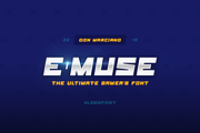 E-Muse Sports Font, a Font by DonMarciano (Thumbnail 1 of 5)
