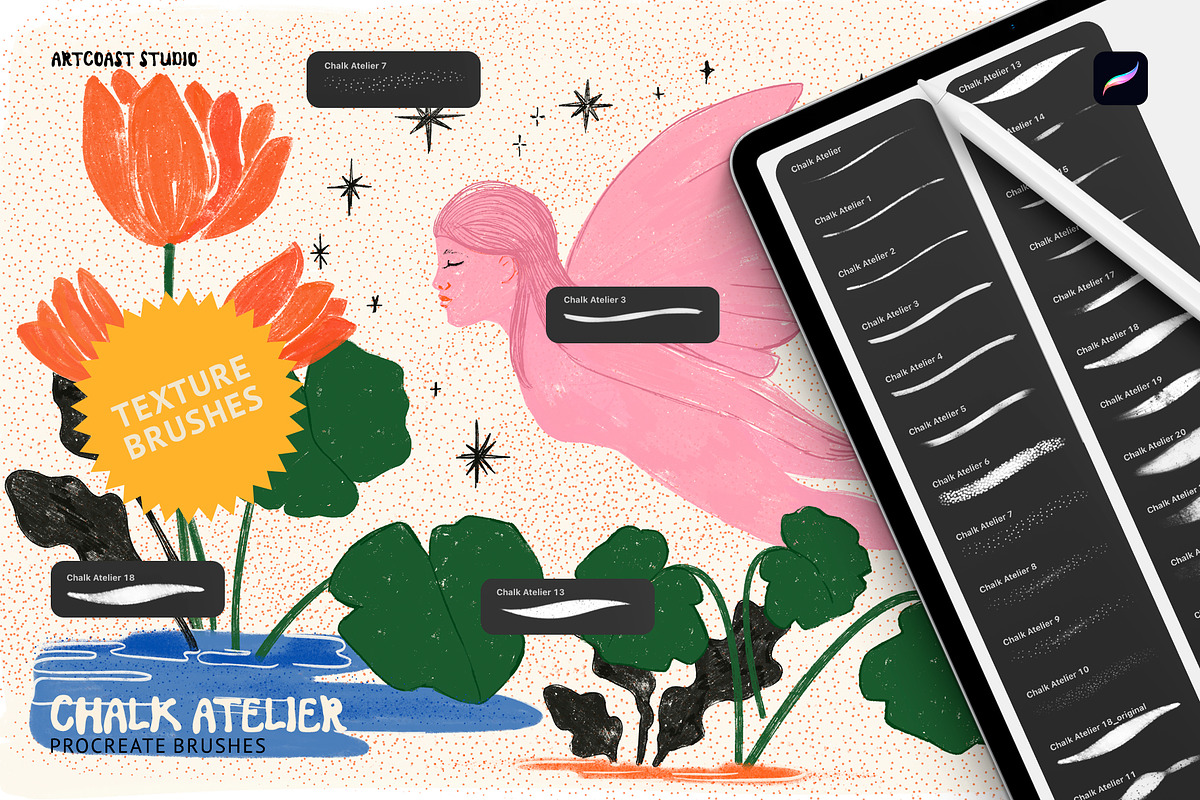 Chalk Atelier Procreate Brushes, a Brush Add-On by Spasibenko Art (Photo 4 of 7)
